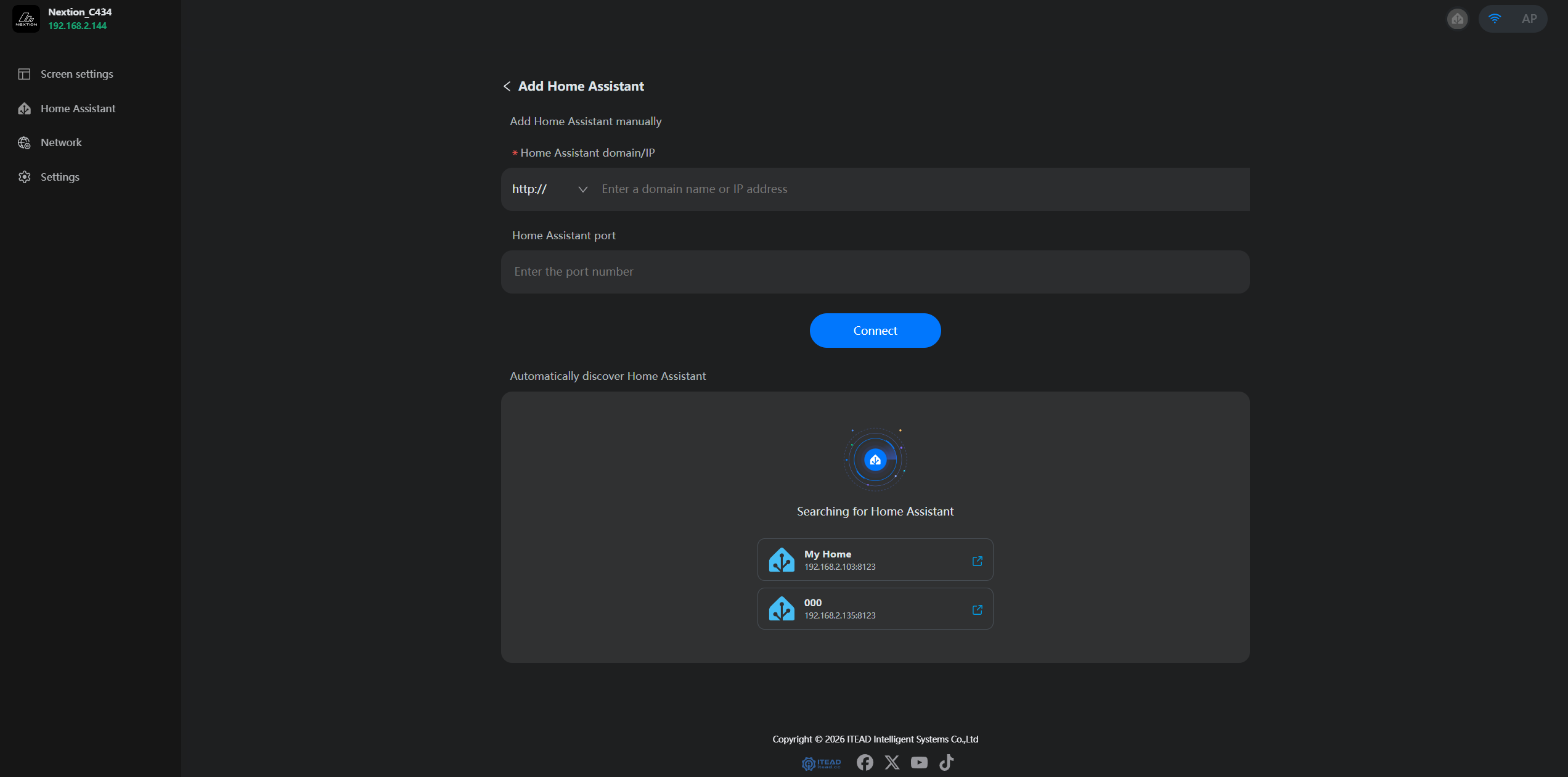 Desktop Add Home Assistant page