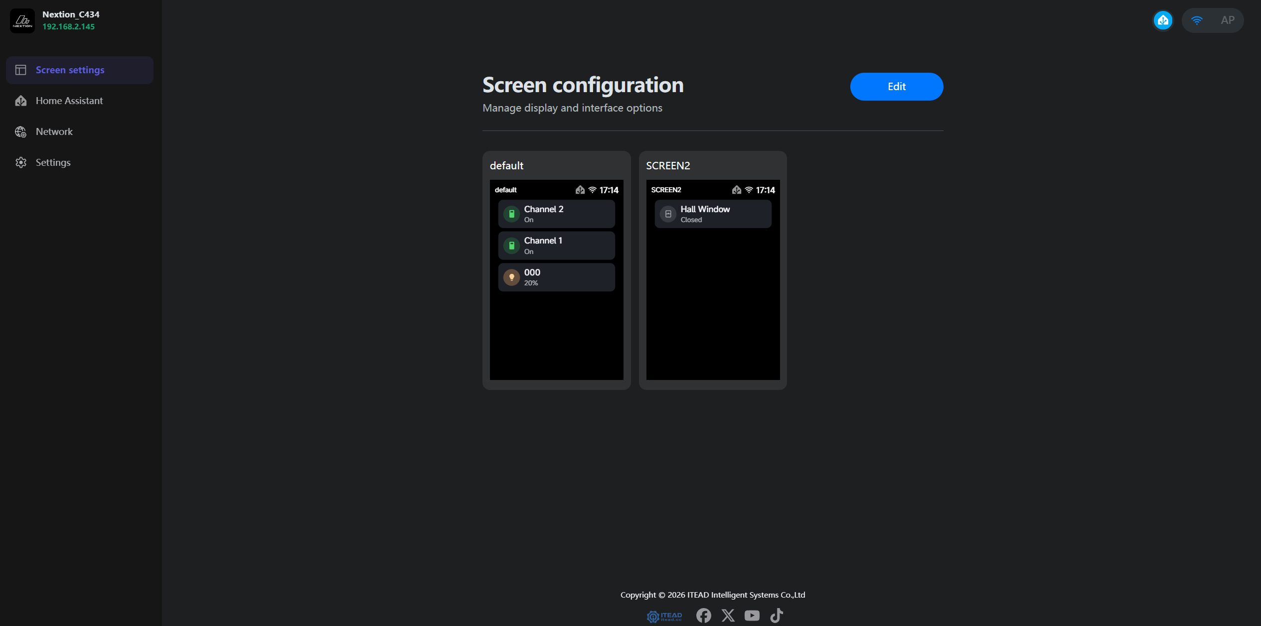Desktop screen page configuration