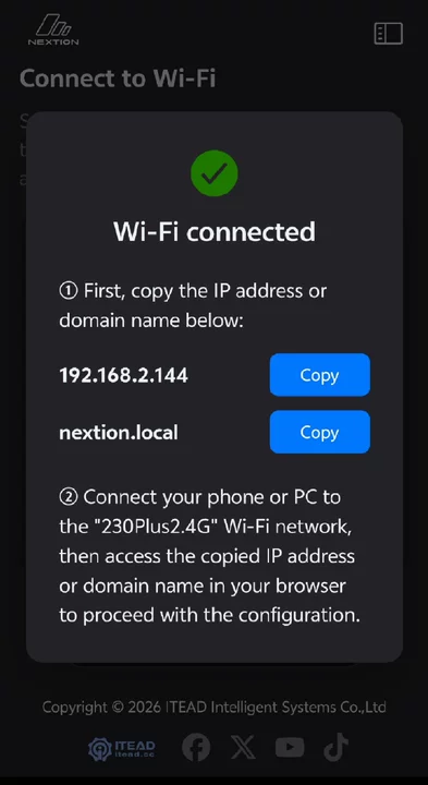 Mobile Wi-Fi connection success dialog