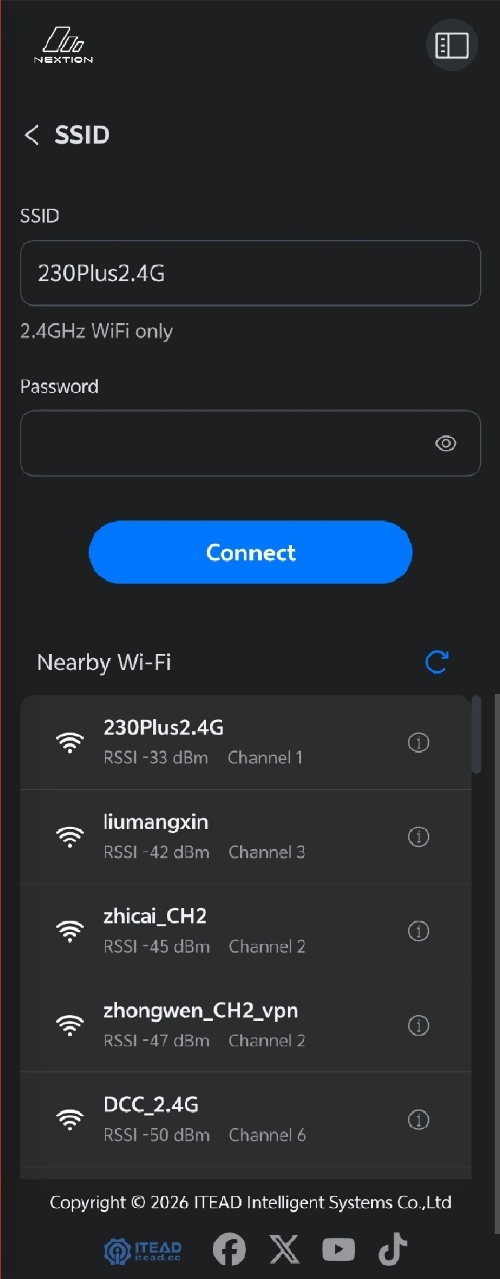 Mobile WLAN SSID settings page